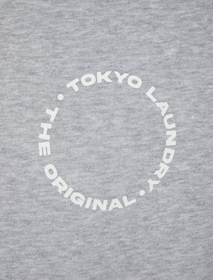 Dylon Motif Brushback Fleece Pullover Crew Neck Sweatshirt with Back Print in Light Grey Marl - Tokyo Laundry