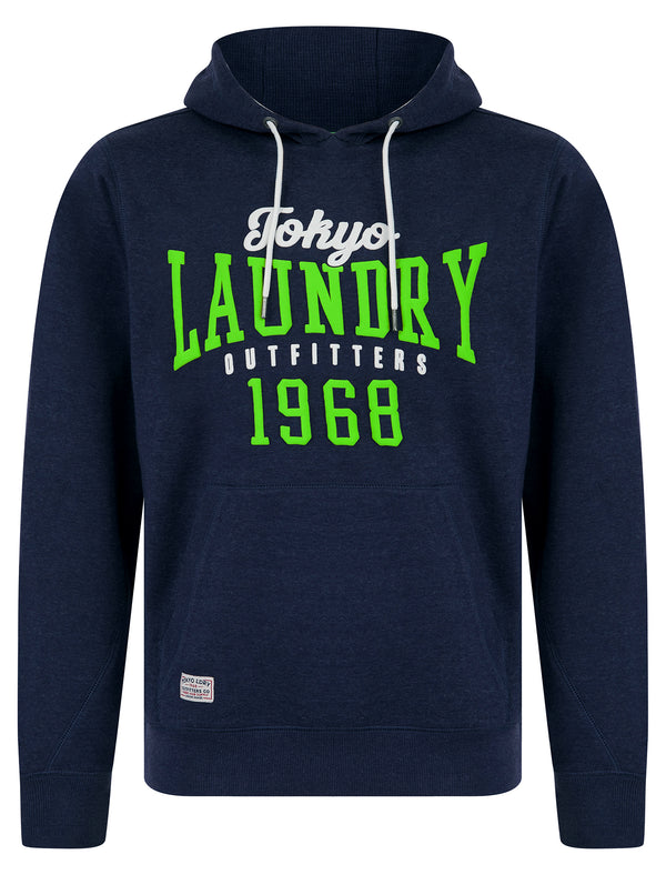 Search Motif Brushback Fleece Pullover Hoodie in Navy Grindle - Tokyo Laundry