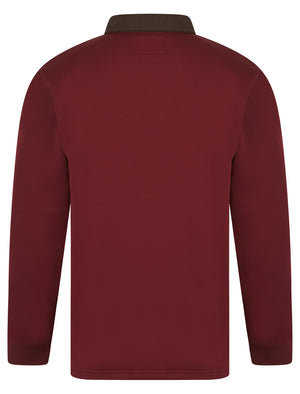 Kaleo Brushback Fleece Pullover Polo Sweatshirt with Corduroy Collar in Pomegranate - Kensington Eastside