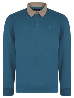 Kaleo Brushback Fleece Pullover Polo Sweatshirt with Corduroy Collar in Royal Blue - Kensington Eastside