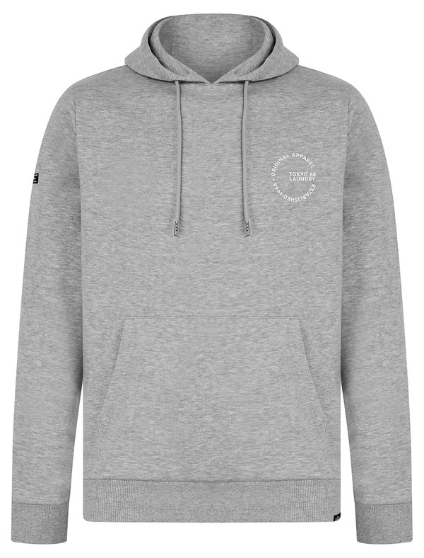 Layden Motif Brushback Fleece Pullover Hoodie in Light Grey Marl - Tokyo Laundry