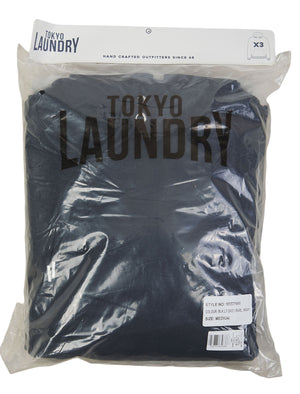 Hargrove (3 Pack) Plain Brushback Fleece Pullover Hoodies Set in Sky Captain Navy / Light Grey Marl / Jet Black - Tokyo Laundry