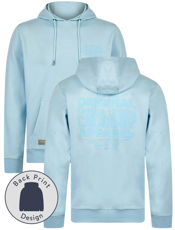 Balmoral Graphic Motif Brushback Fleece Pullover Hoodie with Back Print in Ice Water - Tokyo Laundry