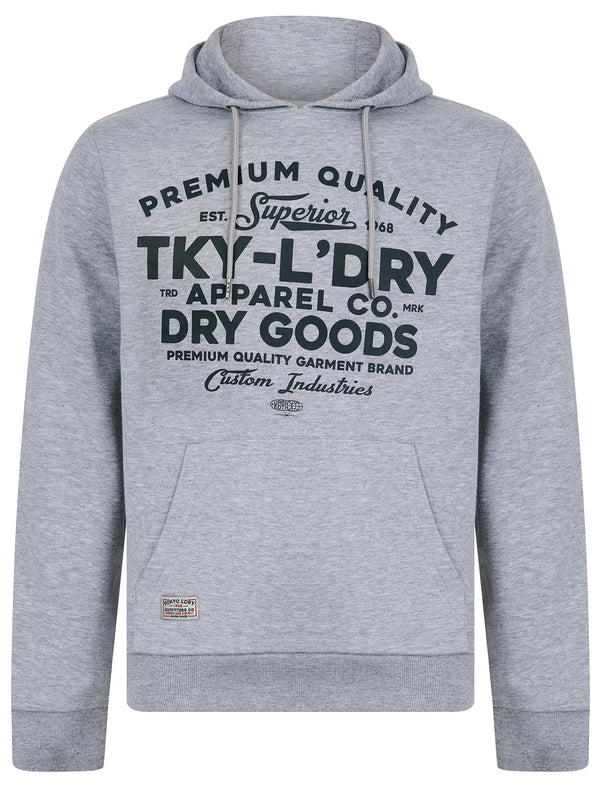 Skelton Graphic Motif Brushback Fleece Pullover Hoodie in Light Grey Marl - Tokyo Laundry