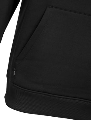 Valdemar Plain Brushback Fleece Pullover Hoodie in Jet Black - Tokyo Laundry