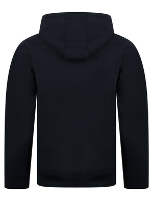 Kennion Graphic Motif Brushback Fleece Pullover Hoodie in Sky Captain Navy - Tokyo Laundry