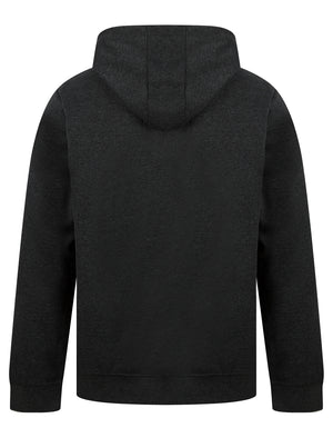 Otley Graphic Motif Brushback Fleece Pullover Hoodie in Charcoal Marl - Tokyo Laundry