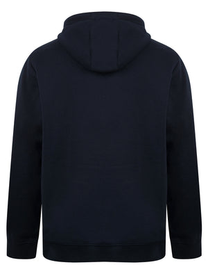 Otley Graphic Motif Brushback Fleece Pullover Hoodie in Sky Captain Navy - Tokyo Laundry