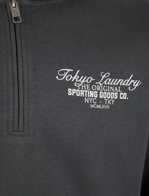 Morar Quarter Zip Neck Brushback Fleece Pullover Hoodie in Iron Gate - Tokyo Laundry
