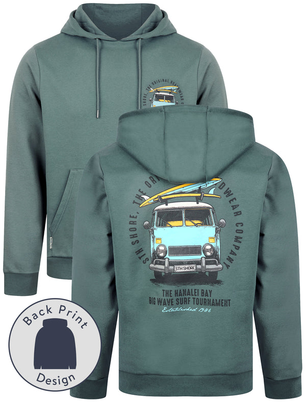 Gerrard Graphic Motif Brushback Fleece Pullover Hoodie with Back Print in Cool Grey - South Shore