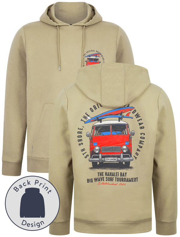 Gerrard Graphic Motif Brushback Fleece Pullover Hoodie with Back Print in Trench Coat - South Shore