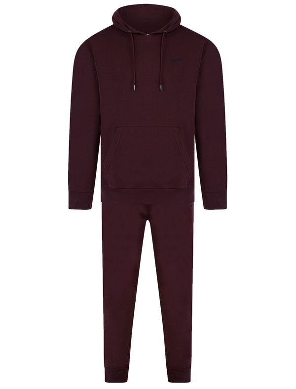 Palace Matching 2pc Hoody & Jogger Brushback Fleece Co-rd Set in Winetasting - Tokyo Laundry