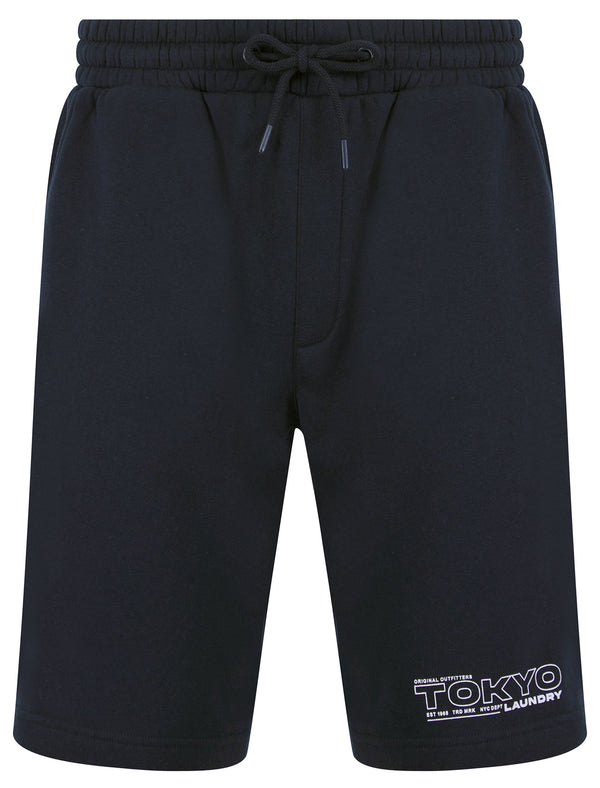 Brody Motif Brushback Fleece Jogger Shorts in Sky Captain Navy - Tokyo Laundry