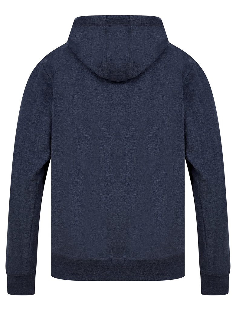 Heroic Motif Brushback Fleece Zip Through Hoodie in Navy Marl - Tokyo ...