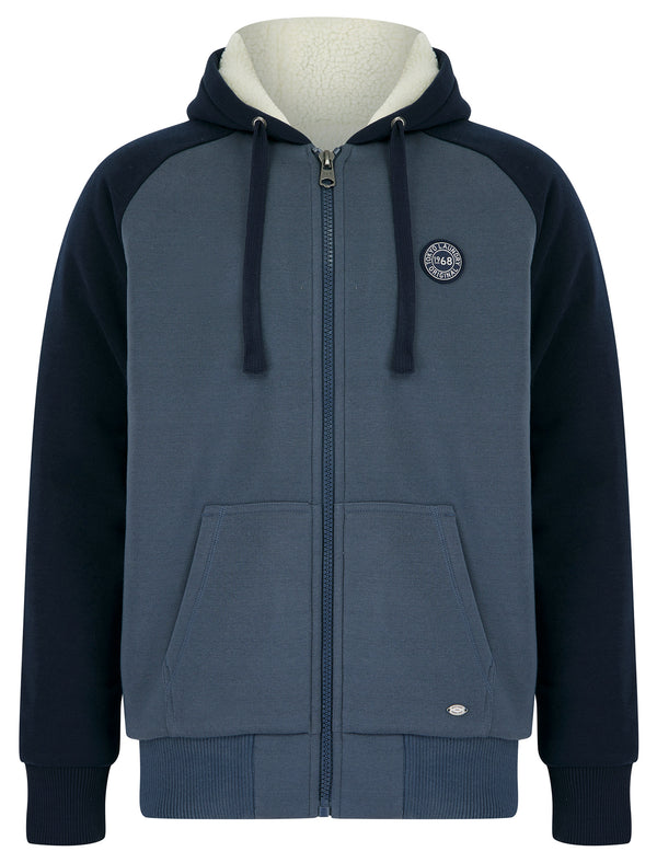 Petersburg Chunky Zip Through Borg Lined Fleece Hoodie in Vintage Indigo Marl - Tokyo Laundry