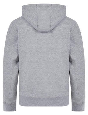 Claude Graphic Motif Brushback Fleece Zip Through Hoodie in Light Grey Marl - Tokyo Laundry