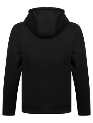 Emund Plain Brushback Fleece Zip Through Hoodie in Jet Black - Tokyo Laundry