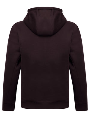 Emund Plain Brushback Fleece Zip Through Hoodie in Winetasting - Tokyo Laundry