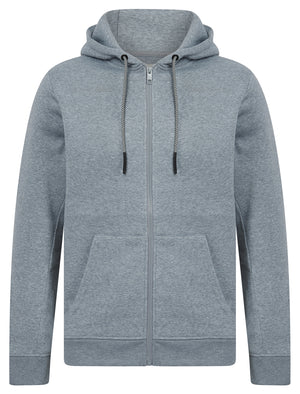 Emund Plain Brushback Fleece Zip Through Hoodie in Light Grey Marl - Tokyo Laundry