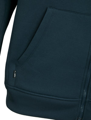 Emund Plain Brushback Fleece Zip Through Hoodie in Midnight Navy - Tokyo Laundry