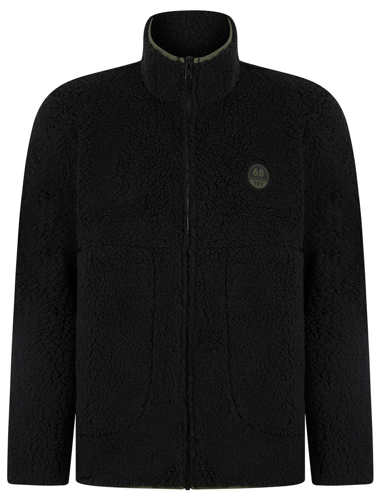 Palomas Sherpa Borg Fleece Funnel Neck Jacket Top with Zip Fasten Pock ...