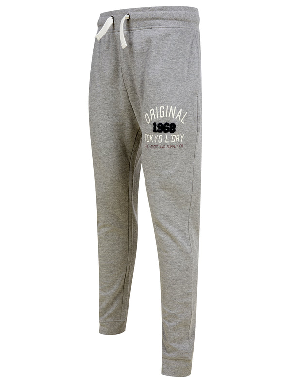 OG Tokyo Brushback Fleece Cuffed Joggers in Mid Grey Marl - Tokyo Laundry