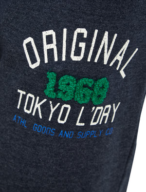 OG Tokyo Brushback Fleece Cuffed Joggers in Sky Captain Navy Marl - Tokyo Laundry