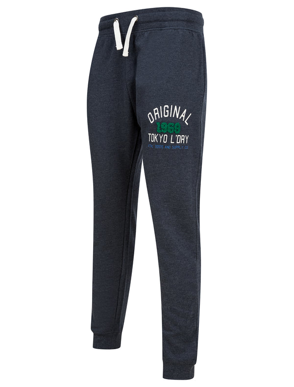 OG Tokyo Brushback Fleece Cuffed Joggers in Sky Captain Navy Marl - Tokyo Laundry