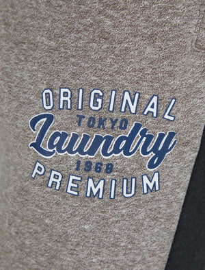 Surround Brushback Fleece Cuffed Joggers with Side Panel Detail in Light Grey Grindle - Tokyo Laundry