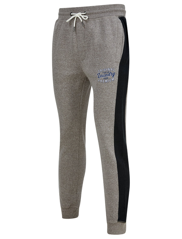 Surround Brushback Fleece Cuffed Joggers with Side Panel Detail in Light Grey Grindle - Tokyo Laundry