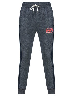 Surround Brushback Fleece Cuffed Joggers with Side Panel Detail in Navy Grindle - Tokyo Laundry