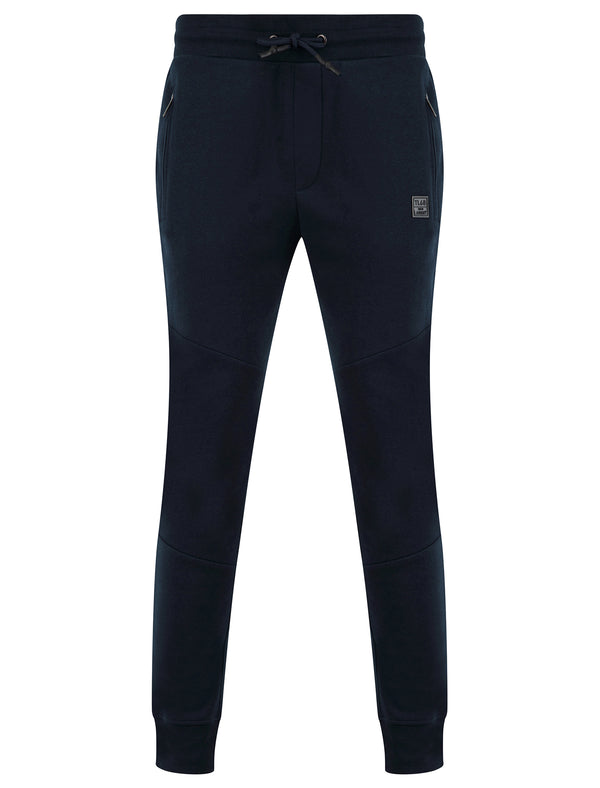 Invective Brushback Fleece Cuffed Zip Pocket Joggers in Sky Captain Navy - Tokyo Laundry