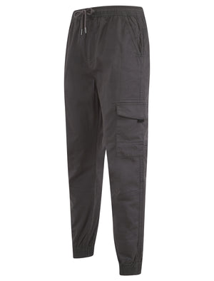 Lance Cotton Twill Cuffed Multi-Pocket Cargo Jogger Pants in Asphalt Grey - Tokyo Laundry