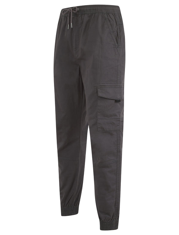 Lance Stretch Cotton Cuffed Multi-Pocket Cargo Jogger Pants in Asphalt Grey - Tokyo Laundry