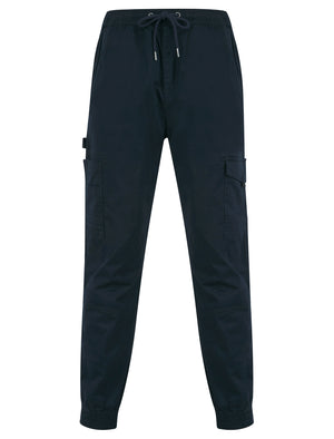 Lance Cotton Twill Cuffed Multi-Pocket Cargo Jogger Pants in Sky Captain Navy - Tokyo Laundry