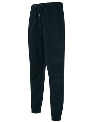 Lance Cotton Twill Cuffed Multi-Pocket Cargo Jogger Pants in Sky Captain Navy - Tokyo Laundry