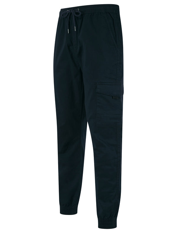 Lance Stretch Cotton Cuffed Multi-Pocket Cargo Jogger Pants in Sky Captain Navy - Tokyo Laundry