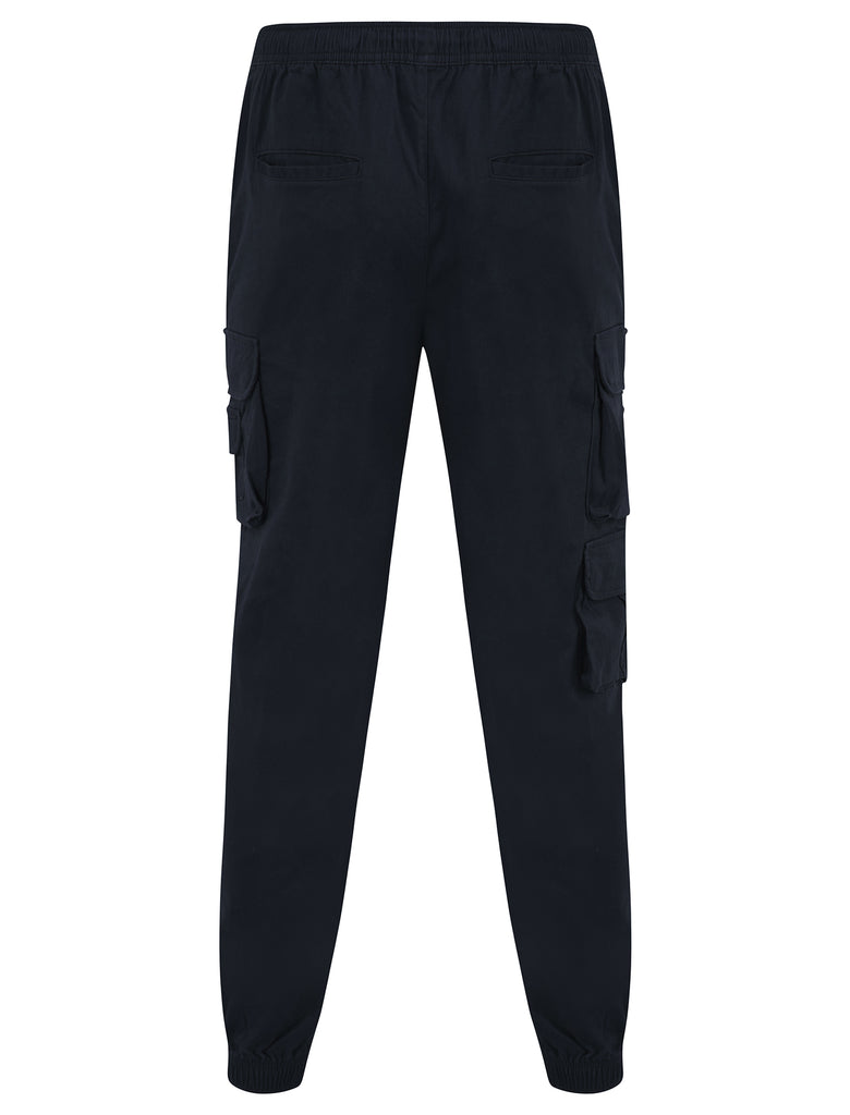 Cathay Cotton Twill Cuffed Multi-Pocket Cargo Jogger Pants in Sky Capt ...