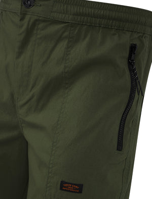 Kofi Stretch Cotton Blend Zip Pocket Cuffed Cargo Jogger Pants in Grape Leaf - Tokyo Laundry