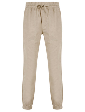 Fira Cotton Linen Comfort Fit Elasticated Waist Trousers in Nomad Sand - Tokyo Laundry