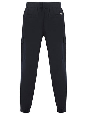 Idas Linen Cotton Comfort Fit Elasticated Waist Cargo Trousers in Sky Captain Navy - Tokyo Laundry