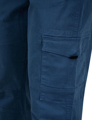 Lance Cotton Twill Cuffed Multi-Pocket Cargo Jogger Pants in Big Dipper Blue - Tokyo Laundry