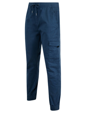 Lance Cotton Twill Cuffed Multi-Pocket Cargo Jogger Pants in Big Dipper Blue - Tokyo Laundry