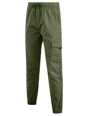 Lance Cotton Twill Cuffed Multi-Pocket Cargo Jogger Pants in Dusty Green - Tokyo Laundry