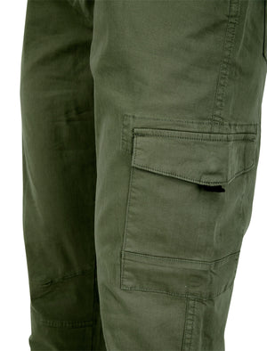 Lance Cotton Twill Cuffed Multi-Pocket Cargo Jogger Pants in Dusty Green - Tokyo Laundry