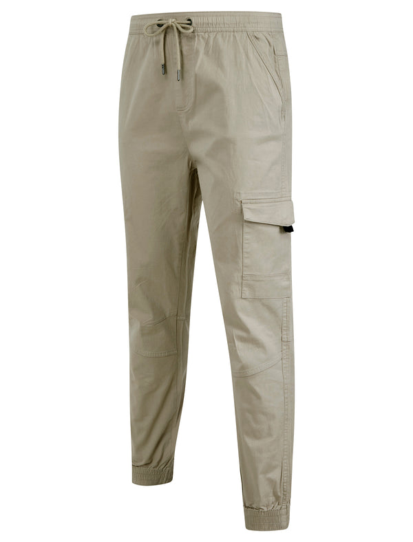 Lance Stretch Cotton Cuffed Multi-Pocket Cargo Jogger Pants in Pumice Grey - Tokyo Laundry