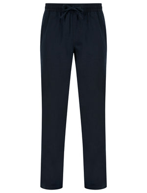 Renn Cotton Linen Comfort Fit Elasticated Waist Trousers in Sky Captain Navy - Tokyo Laundry