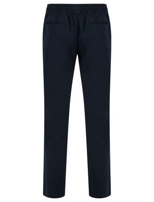 Renn Cotton Linen Comfort Fit Elasticated Waist Trousers in Sky Captain Navy - Tokyo Laundry