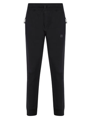 Tilt Brushback Fleece Cuffed Zip Pocket Joggers in Jet Black - Tokyo Laundry