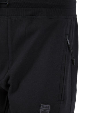 Tilt Brushback Fleece Cuffed Zip Pocket Joggers in Jet Black - Tokyo Laundry